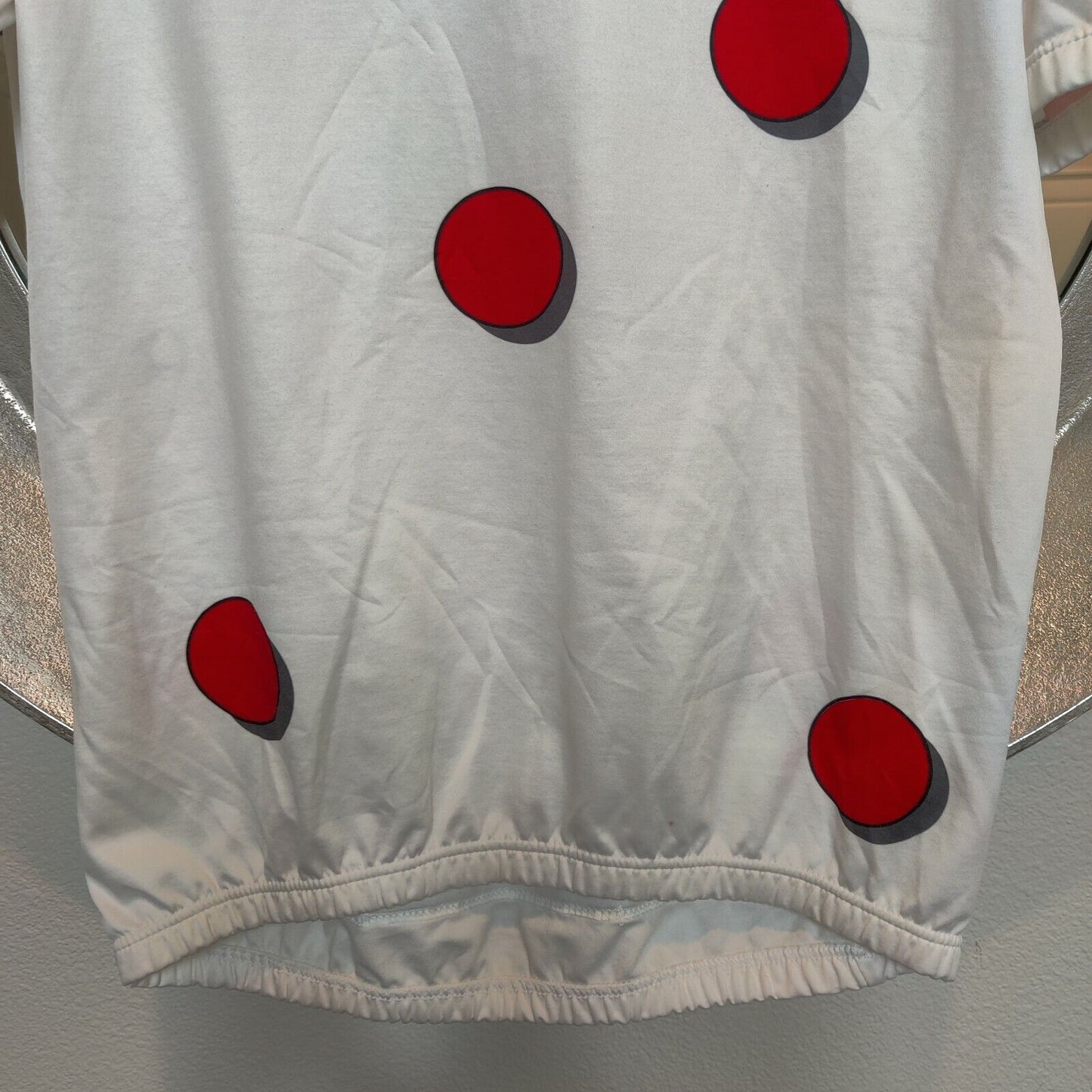 Vintage Giordana Mickey Mouse Cycling Top Extra Large XL White Red Polka Dot