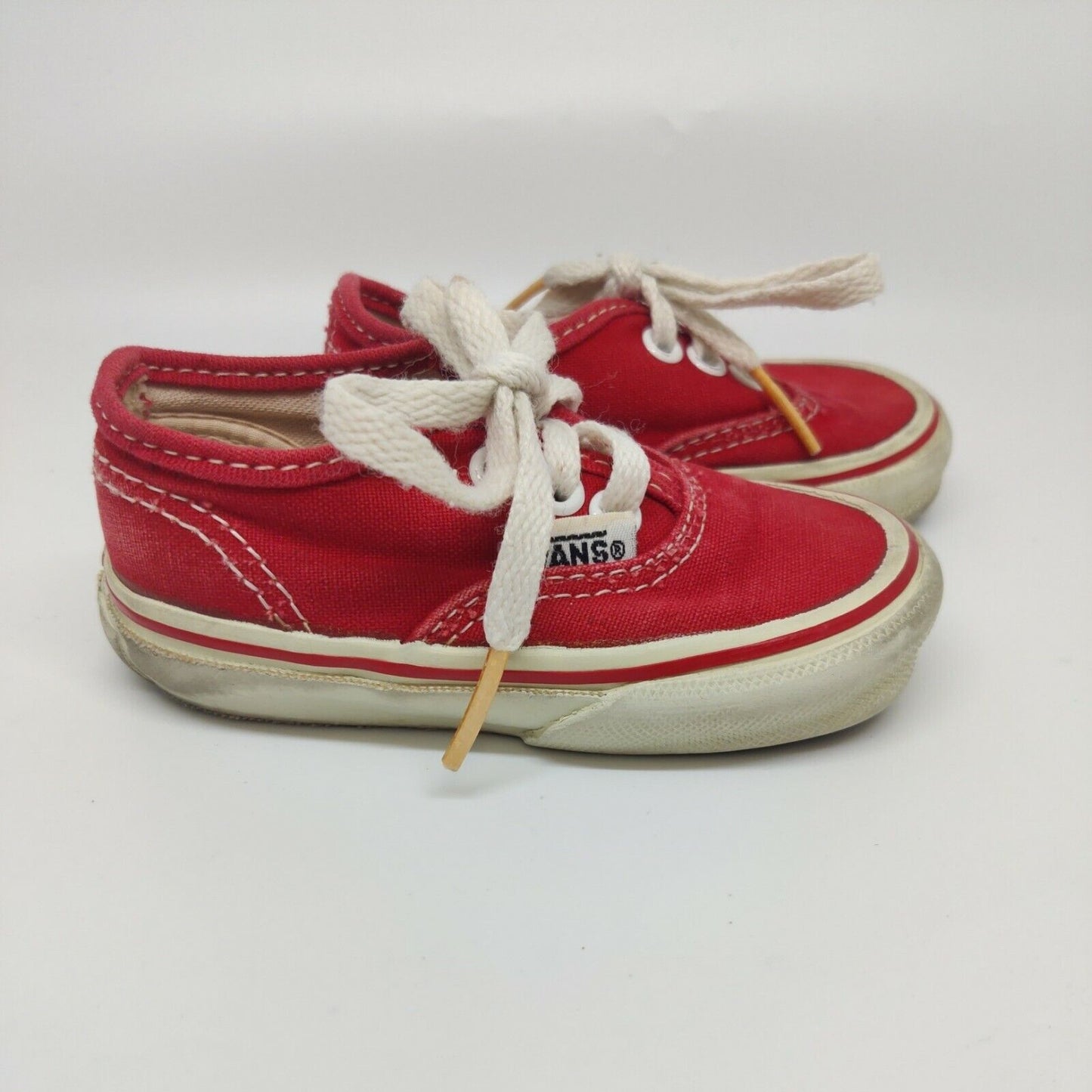 Vintage Vans Authentic Red Toddler Size 6 Lace Up Made In USA