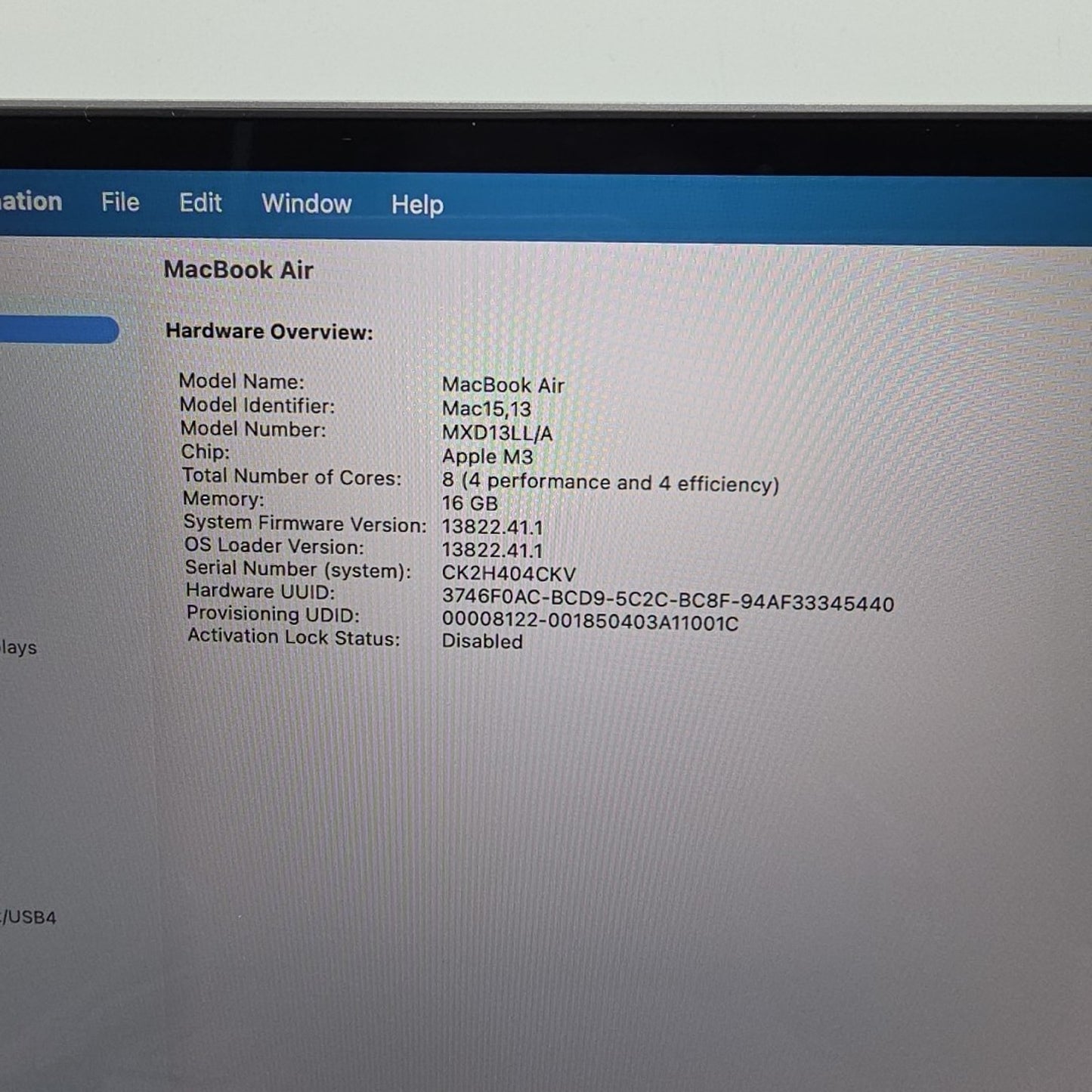 2023 Apple MacBook Air 15" M3 10 Core 16GB RAM 512GB SSD A3114 MXD13LL/A L203