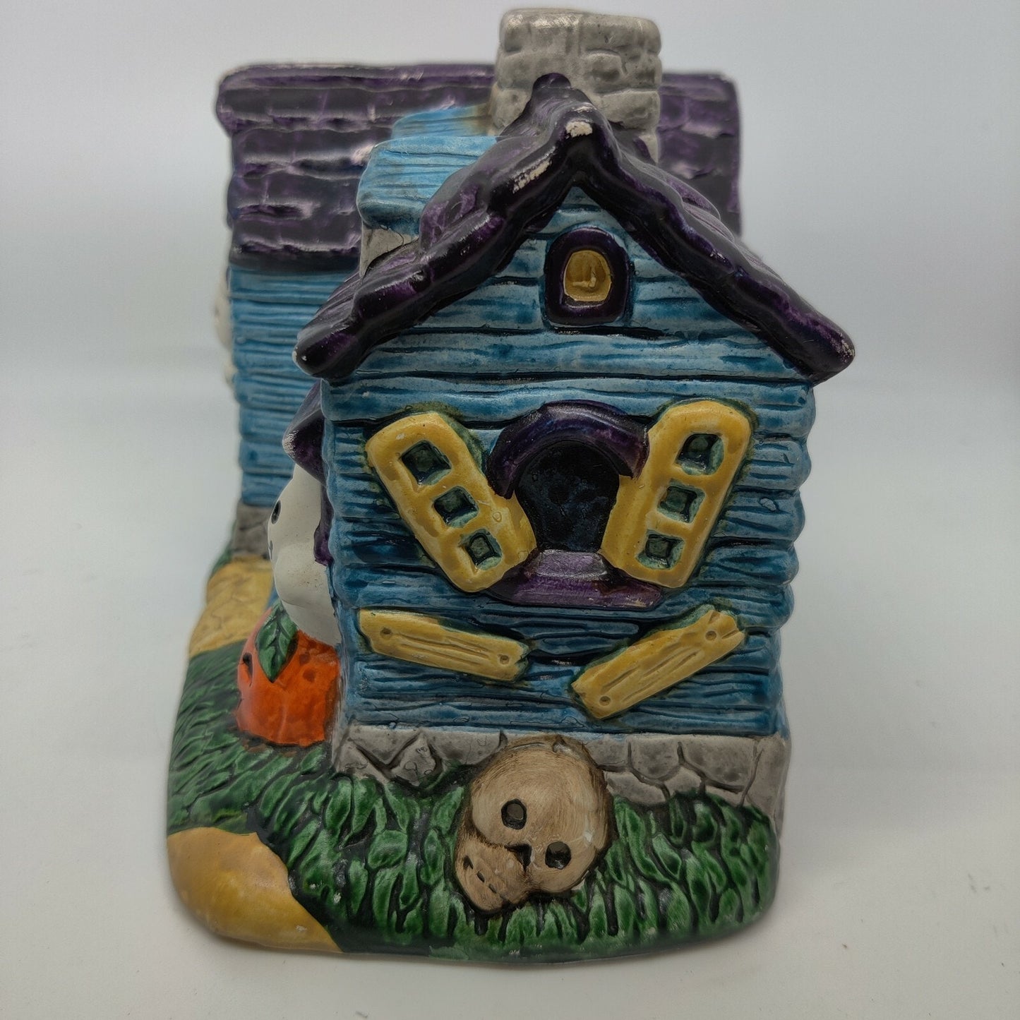 Vintage Russ Berrie Haunted House Ghosts Boo Boarded Door Candle Lighted