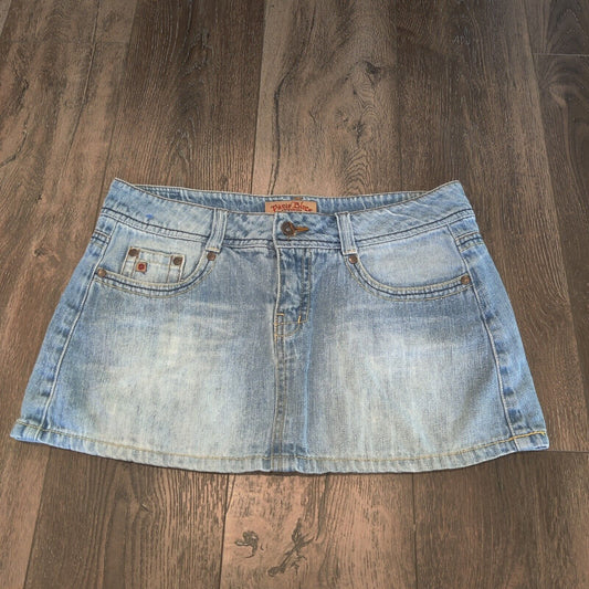 Vintage Y2K Paris Blues Mini Skirt Jean Denim Size 11