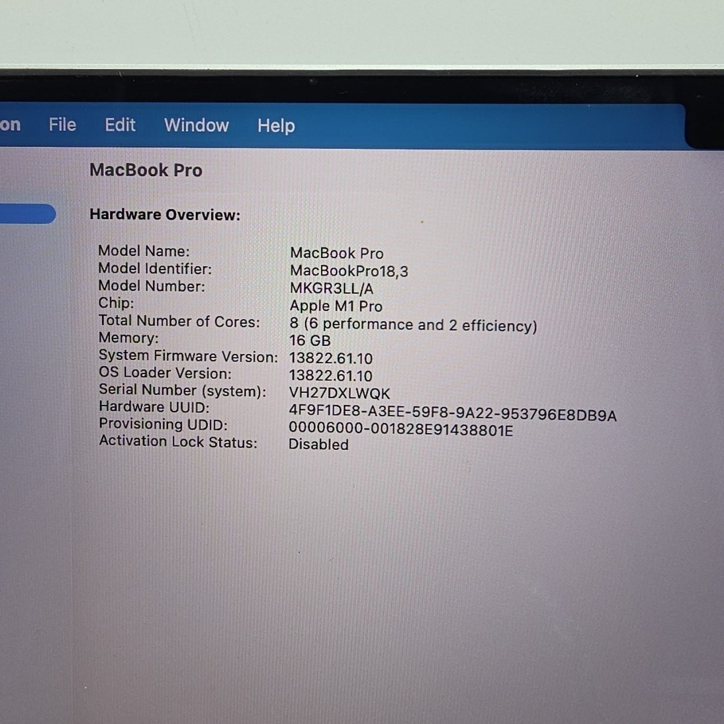 Apple MacBook Pro 2021 14" Laptop M1 Pro 512GB SSD 16GB RAM L208