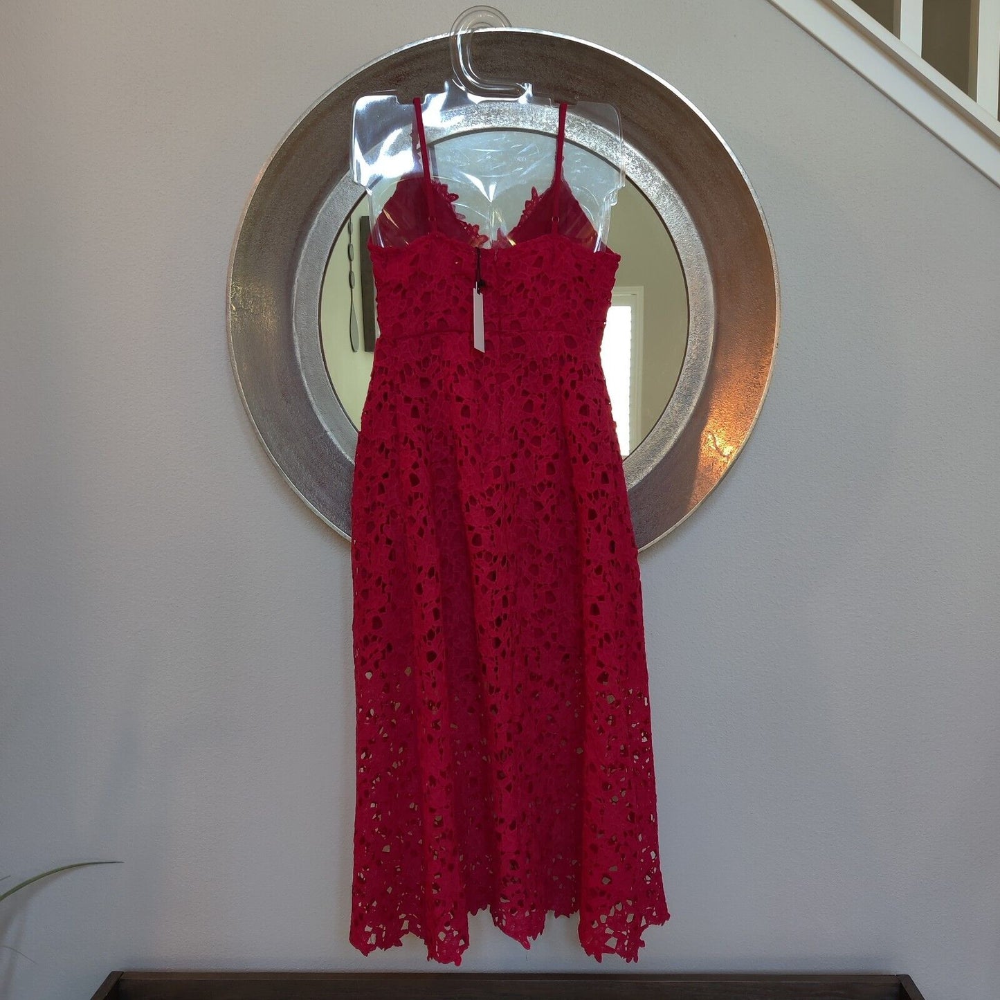 ASTR the label Sleeveless Lace Fit & Flare Midi Dress Red Size Medium