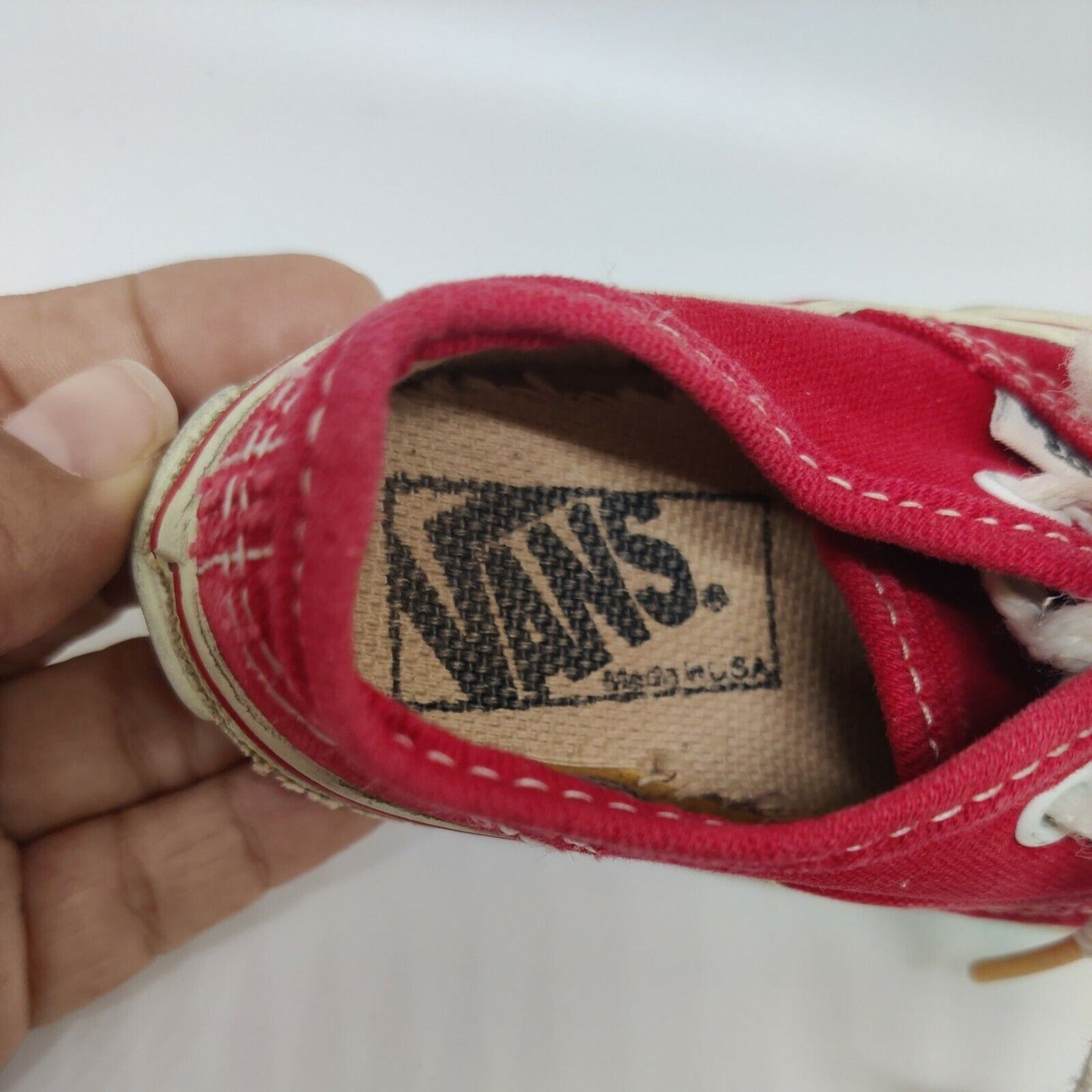 Vintage Vans Authentic Red Toddler Size 6 Lace Up Made In USA